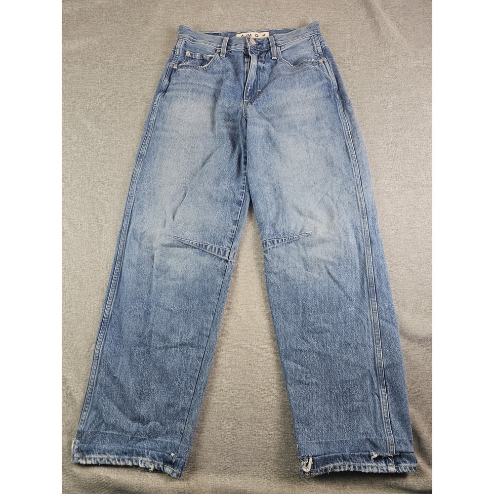 AMO Sandra Baggy Jeans Womens Size 24 Blue Denim Slouchy Mid Rise Zip Fly